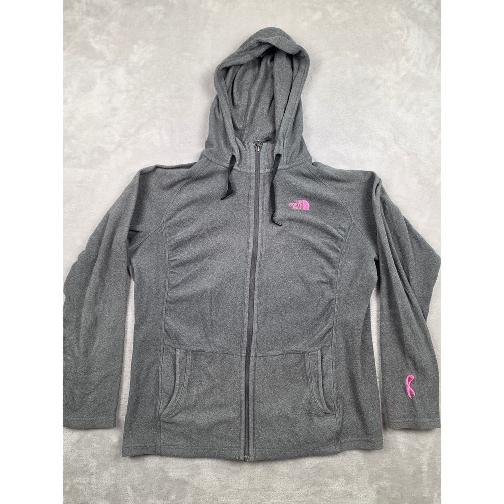 The North Face Fleece Hoodie Womens L Gray Lightweight‎ Breast Cancer Awareness